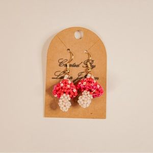 .5” 3D Beaded Mushroom Dangle Earrings Fairycore Cottagecore Forest